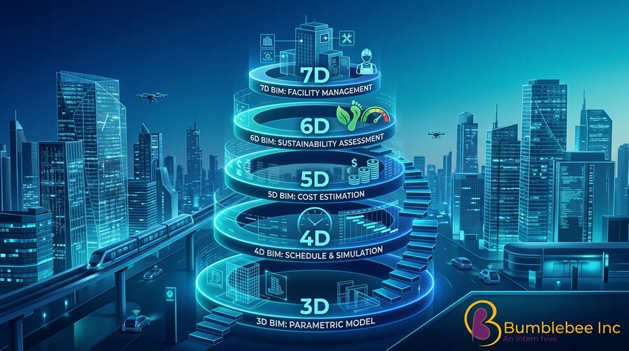Illustration of layered BIM information dimensions