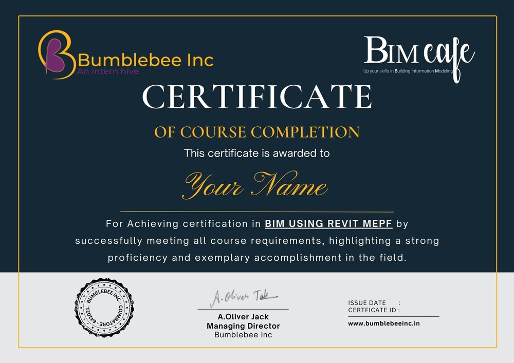 Bumblebee Inc course completion certificate, sample