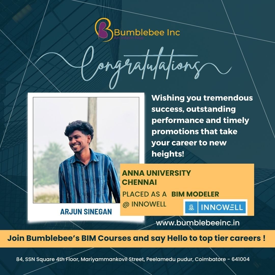 Arjun Sinegan placed at Innowell, Anna University, Chennai - BIM Modeler