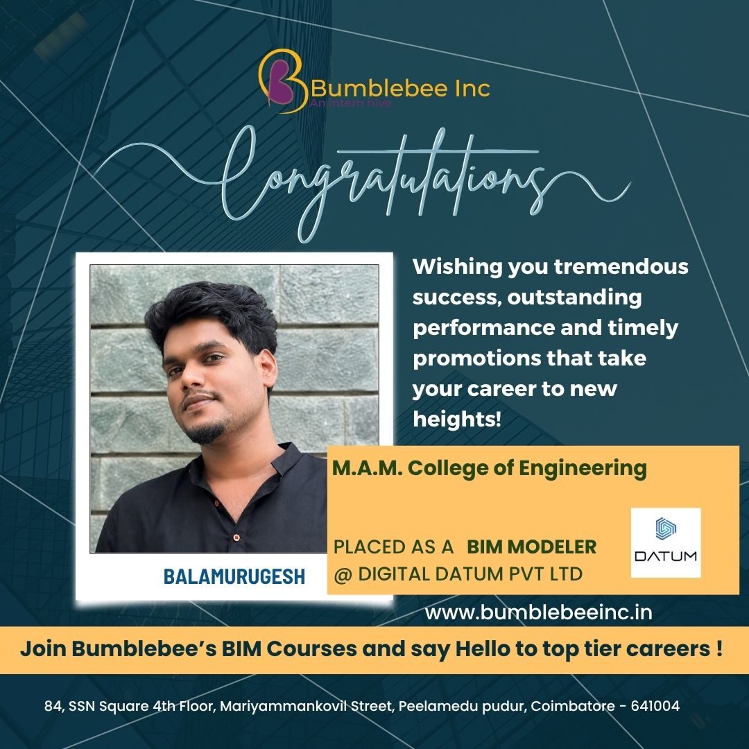 Balamurugesh placed at Digital Datum Pvt Ltd, M.A.M. College of Engineering - BIM Modeler
