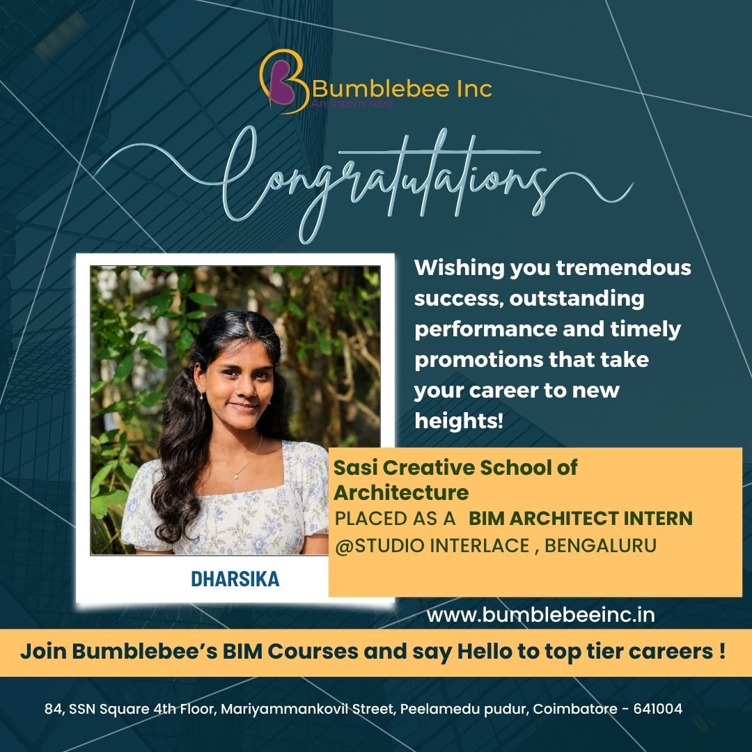 Dharsika interning at Studio Interlace, Bengaluru, Sasi Creative School of Architecture - BIM Architect Intern