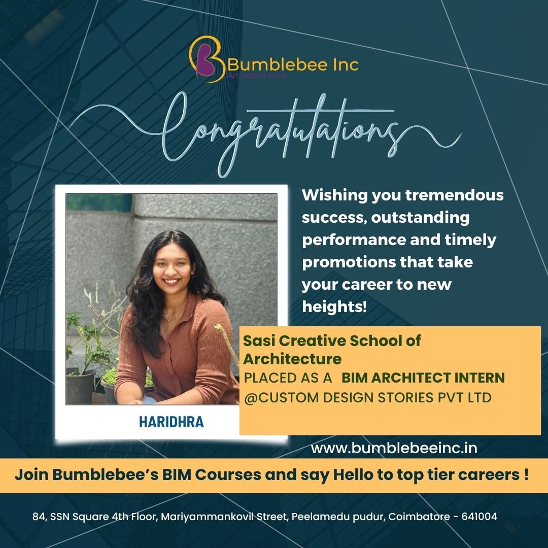 Haridhra interning at Custom Design Stories Pvt Ltd, Sasi Creative School of Architecture - BIM Architect Intern