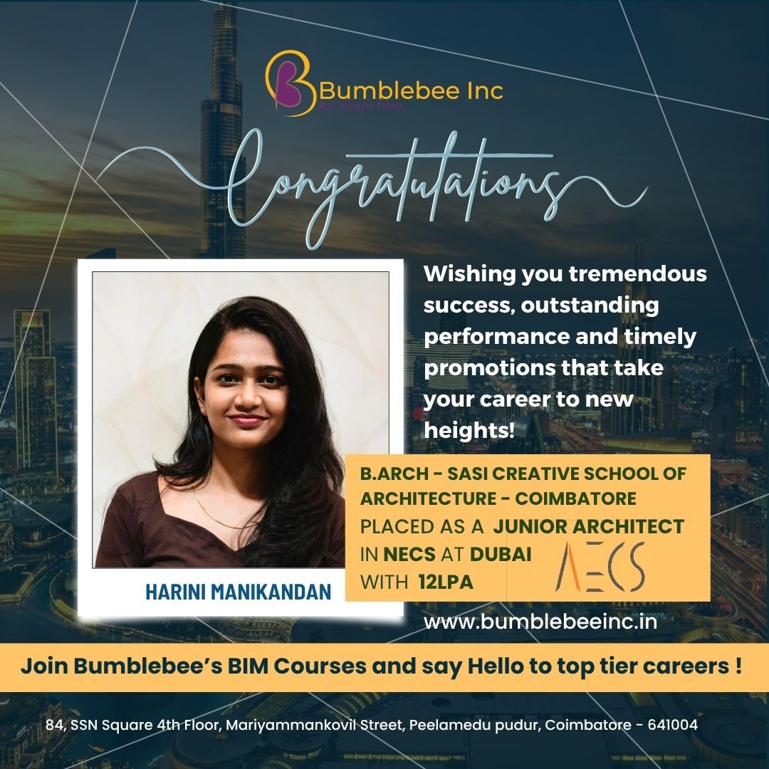 Harini Manikandan placed at NECS, Dubai, B.Arch - Sasi Creative School of Architecture, Coimbatore - Junior Architect