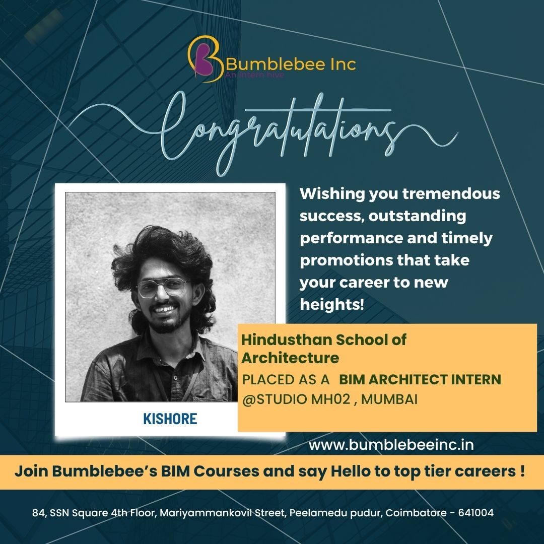 Kishore interning at Studio MH02, Mumbai, Hindusthan School of Architecture - BIM Architect Intern