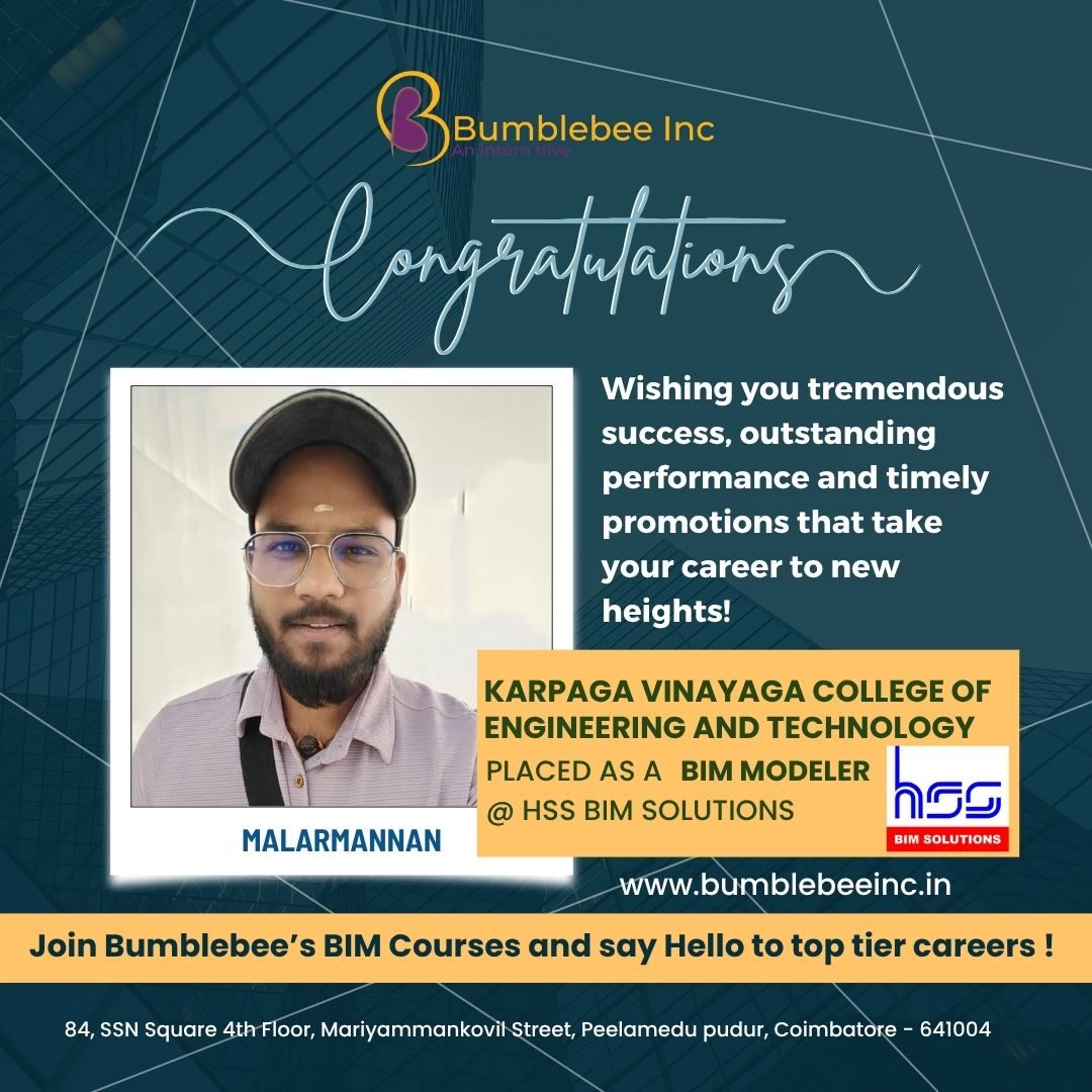 Malarmannan placed at HSS BIM Solutions, Karpaga Vinayaga College of Engineering and Technology - BIM Modeler