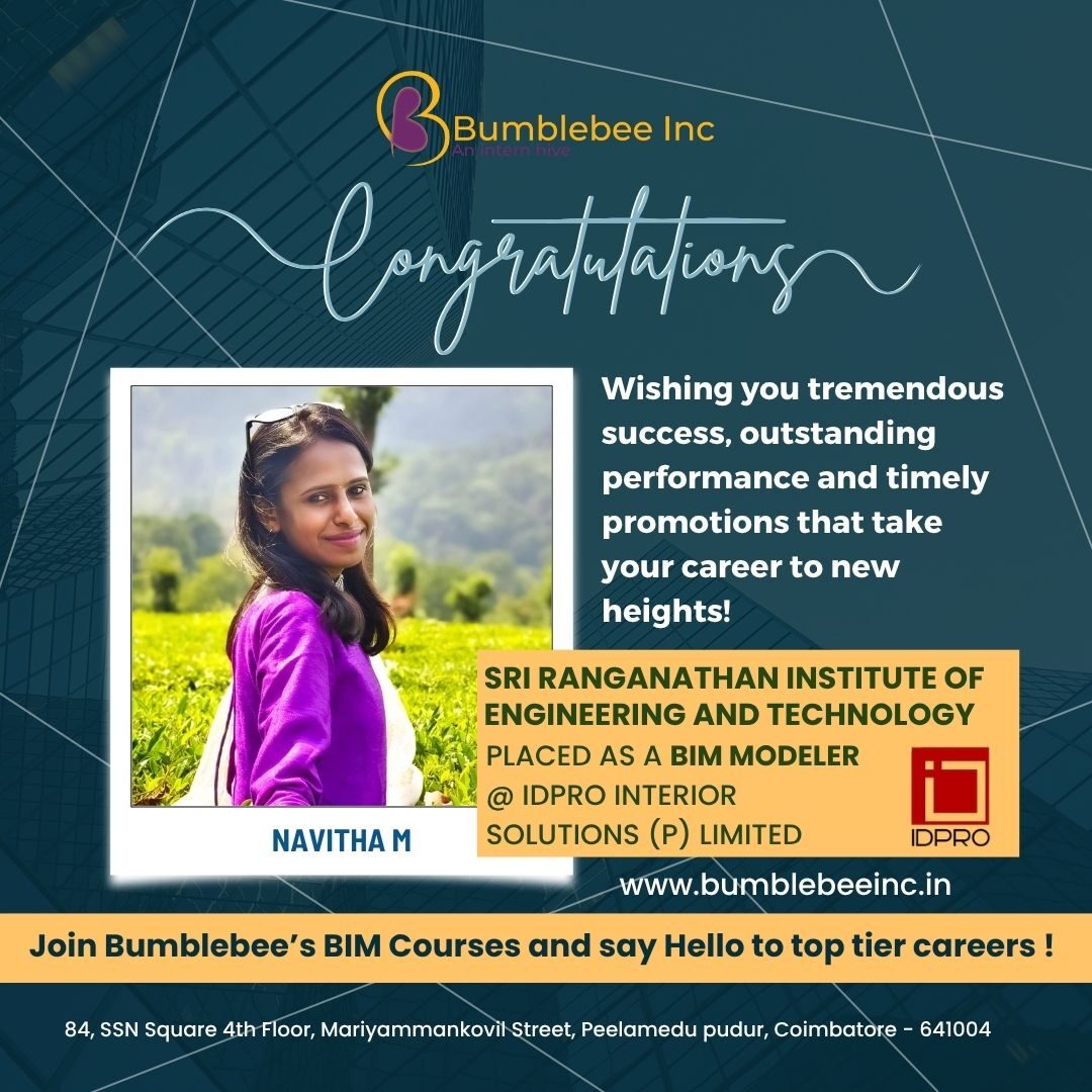 Navitha M placed at IDPRO Interior Solutions (P) Limited, Sri Ranganathan Institute of Engineering and Technology - BIM Modeler