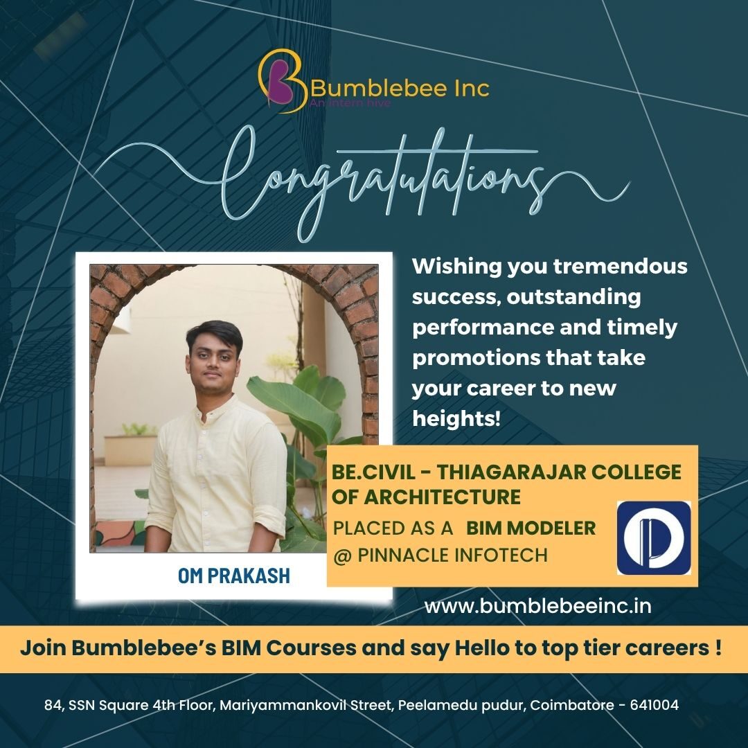 Om Prakash placed at Pinnacle Infotech, BE Civil - Thiagarajar College of Architecture - BIM Modeler