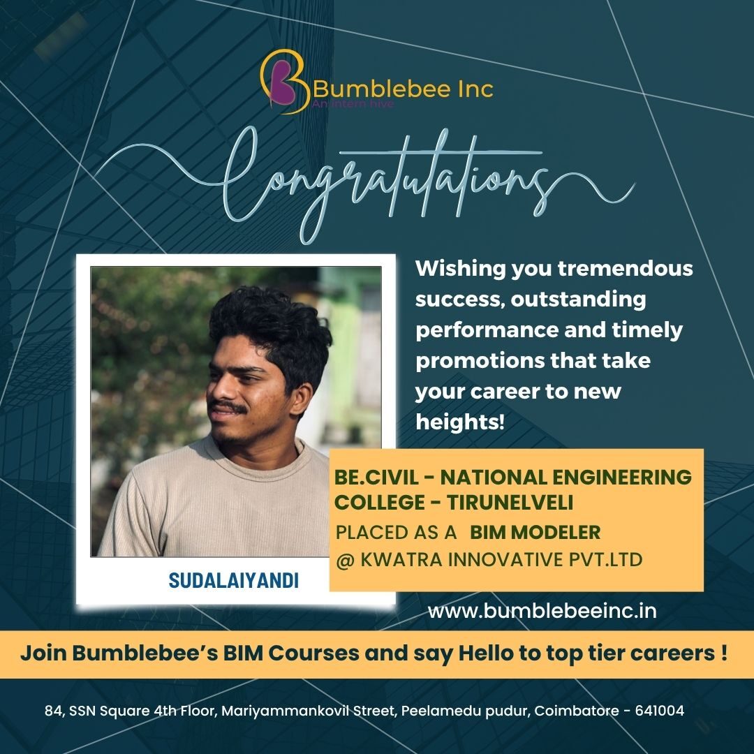 Sudalaiyandi placed at Kwatra Innovative Pvt. Ltd, BE Civil - National Engineering College, Tirunelveli - BIM Modeler