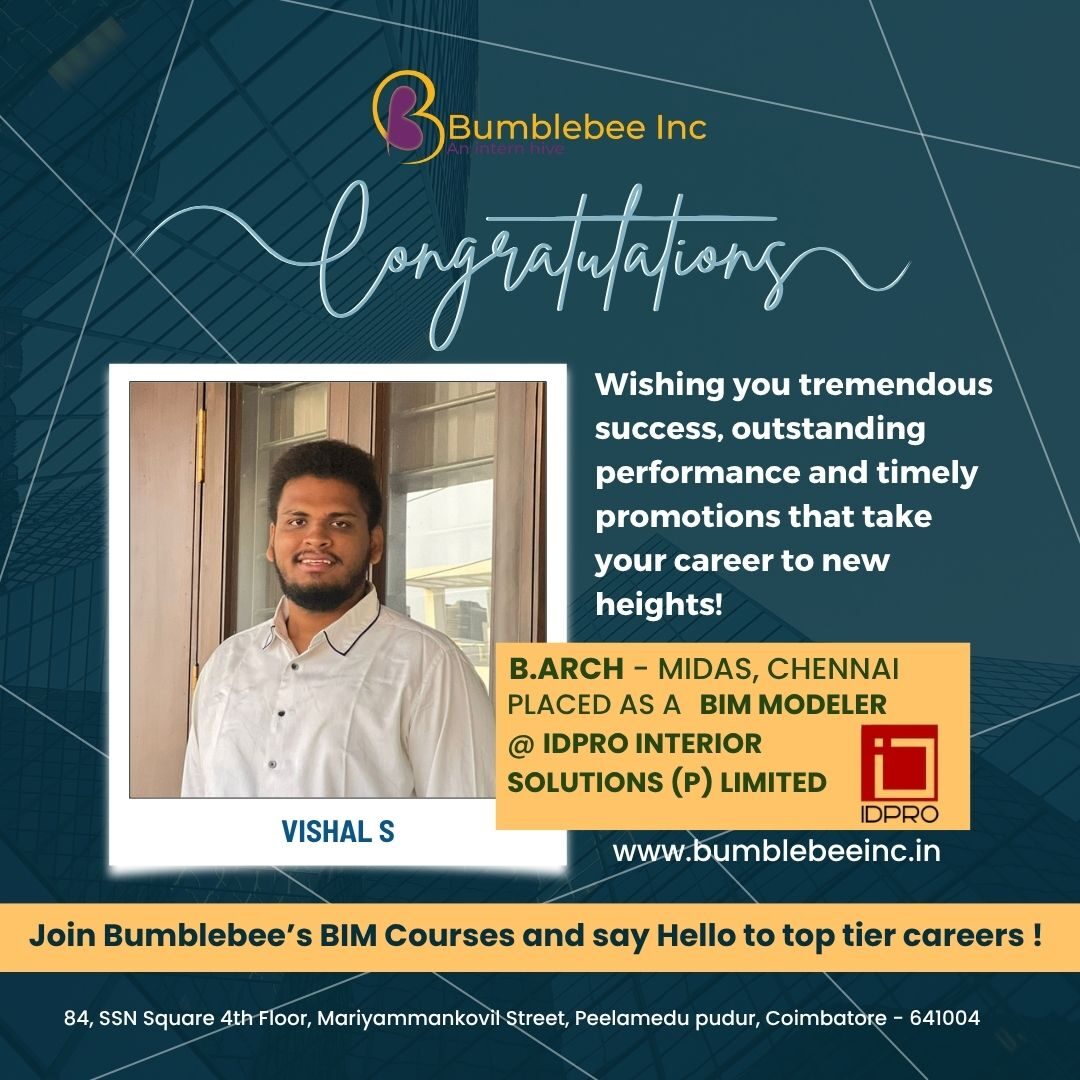 Vishal S placed at IDPRO Interior Solutions (P) Limited, B.Arch - MIDAS, Chennai - BIM Modeler